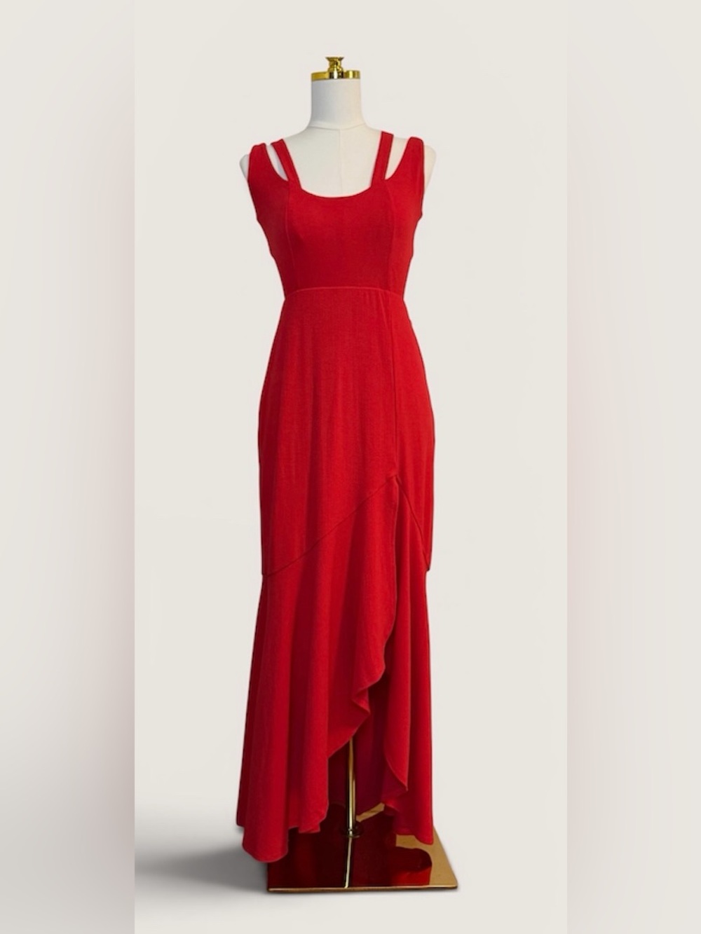 Maeve by Anthropologie Red Knit Maxi Dress Open Back Size M Euro Summer Wedding